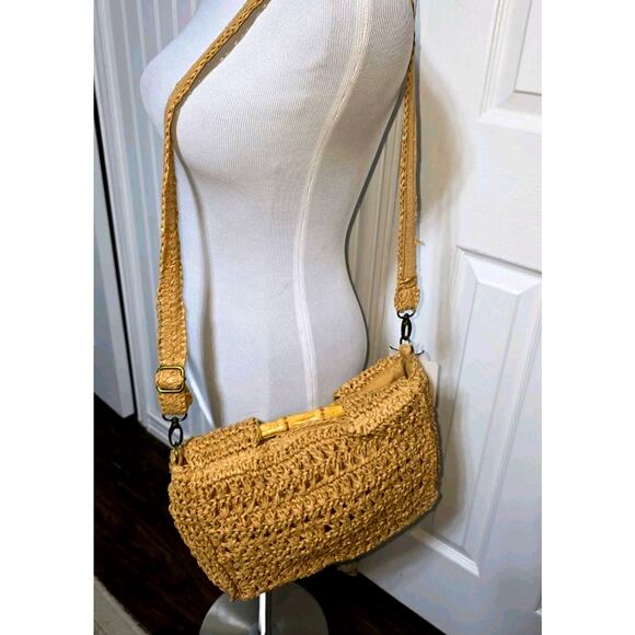 Rattan Bag for Women Straw Hand Woven With Bamboo Handles Handbag Beach - Picture 1 of 9